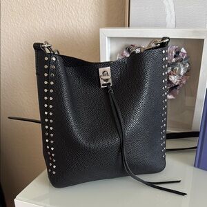 Rebecca Minkoff Black Leather Studded Shoulder Bag | Darren Leather Shoulder Bag